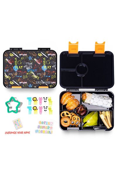 Eazy Kids Bento Box wt Insulated Lunch Bag & Cutter Set - Combo - Black Best Bro