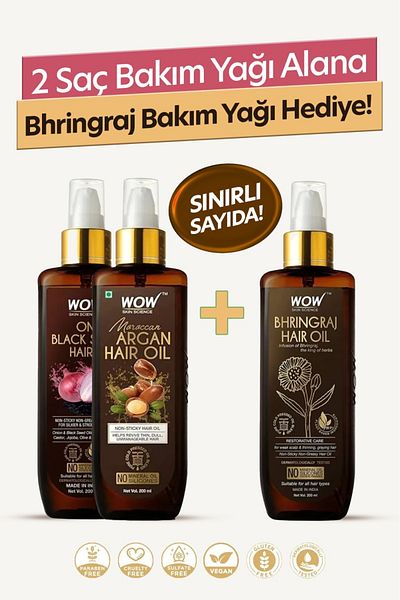 WOW Skin Science Hair Care Gift with Argan and Red Onion Oil, Bhringraj Plant Extract