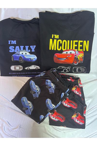 Losebro Mcqueen and Sally Black Couple Pajamas Set
