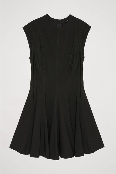 Quzu Rochie mini fără mâneci cu pliuri, neagră