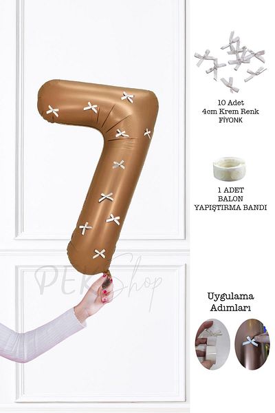 PEKSHOP Retro Chocolate Number Bow - 80 cm Ribbon Balloon