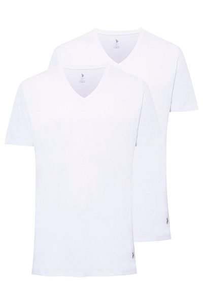 U.S. Polo Assn. - Ανδρικό μπλουζάκι Oversize Λευκό 2 Πακέτο με λαιμόκοψη