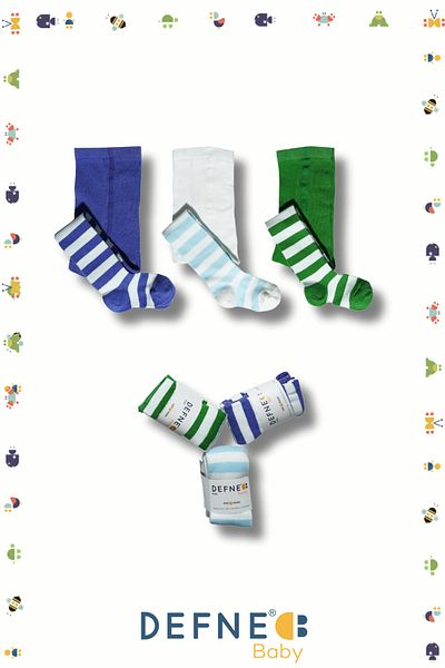Defne Baby Памучни чорапогащи за момичета и бебета от 3 части