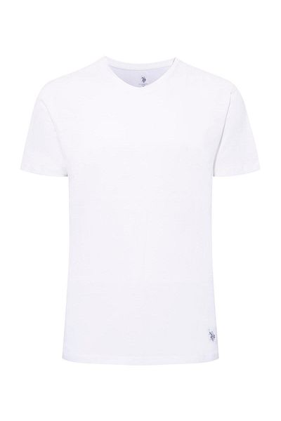U.S. Polo Assn. - Ανδρικό μπλουζάκι Oversize Λευκό 2 τεμαχίων με στρογγυλή λαιμόκοψη