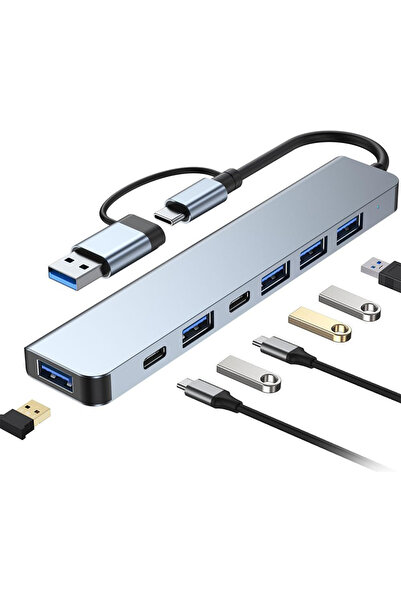 Factorial Usb Port 7 Girişli Araç İçi Şarj İstasyonu Port Çoğaltıcı Hub Hızlı Veri Aktarımı Adaptörü Pc