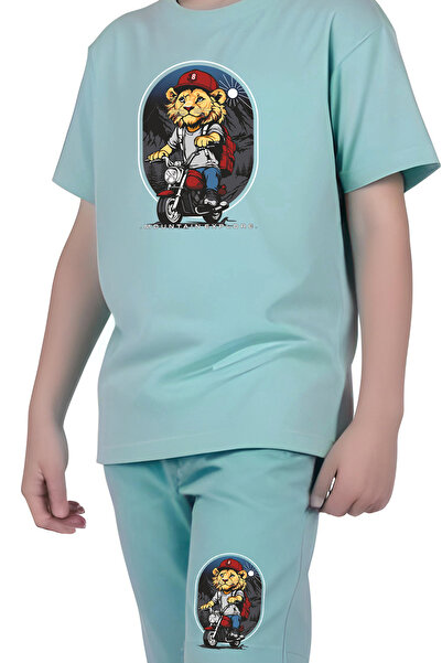 FYK COLLECTİON Mountain Explore Printed Boy's Short Sleeve Bottom-Top Suit