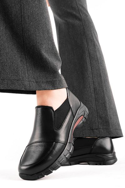 Lal Shoes & Bags Pantofi casual Glen pentru femei, din piele naturală, cu cusături și cauciuc, negri
