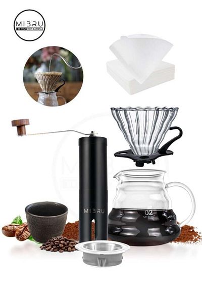 MIBRU V60 Coffee set 600ml Glass Server New Shape Dripper with Plastic Base pour over