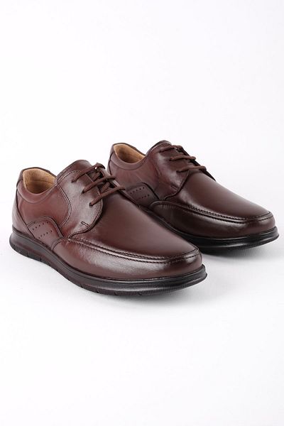 Lal Shoes & Bags Ανδρικά παπούτσια Cooke Casual από γνήσιο δέρμα - Καφέ, Λεπτομέρεια ραφής
