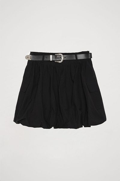 Quzu Fusta Neagra Mini Bubble - Cu centura si buzunare