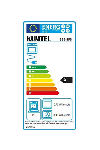 KUMTEL Rustik Siyah Cam Ankastre Fırın 4 Prog. B66-sf3(MT)