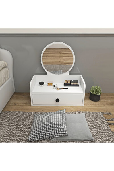 ARNETTİ Aura Aynalı Çekmeceli Makyaj Masası Organizer, Beyaz - Aura