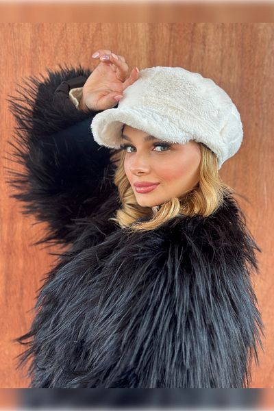 Luminos Butik Winter Beige Hat - Thick Furry, Warm, Fluffy Fur Textured Accessory Spk1128