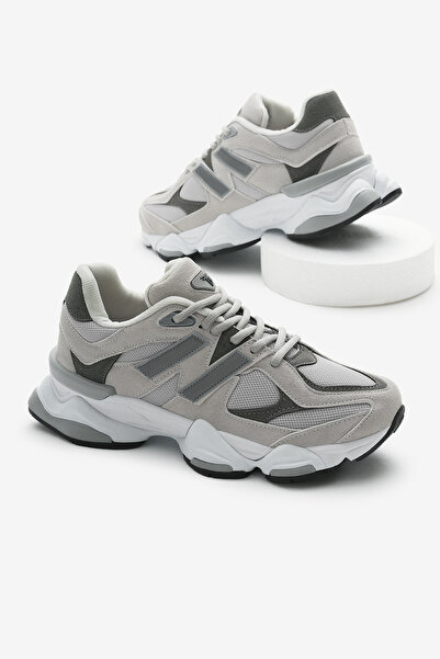 Tonny Black Unisex Gri Poli Taban Anorak Desenli Yüksek Taban Bağcıklı Spor A...