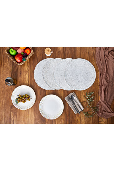 Cornella LENA Kenarları Boru Boncuk İşlemeli Yuvarlak Amerikan Servis