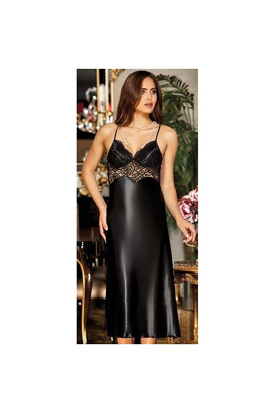 Jeremi 473 Dowry Silk Satin Lace Long Set of Six - Black