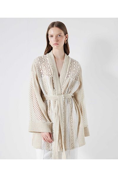 İpekyol Kimono - Contrast Textured Design