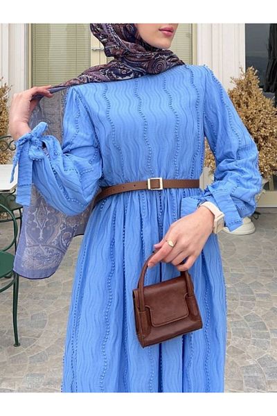 HİJABAYA Elastic Waist Lace-Up Dress