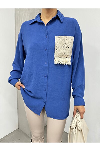 HİJABAYA Сорочка Ayrobin - в'язана, з кишенями та ґудзиками