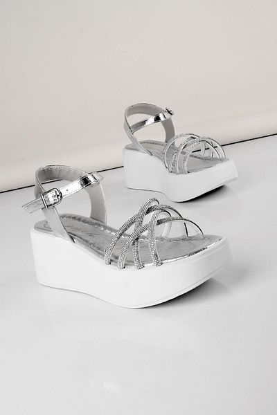 Lal Shoes & Bags Miloze Women's Cross Strap Detailed High Heel Sandals-Gray