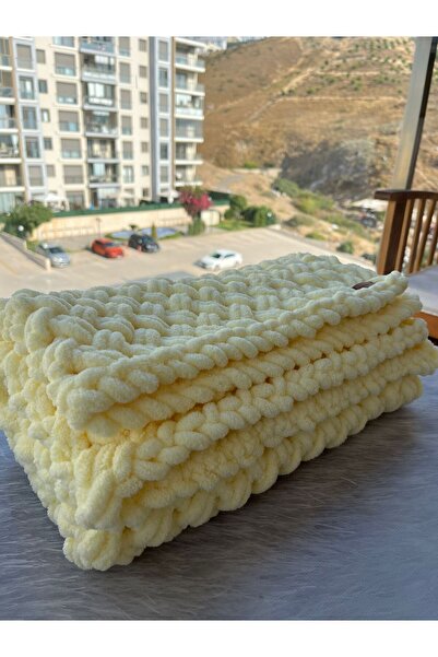 Alize Puffy Tv battaniyesi tek kişilik battaniye el örgüsü