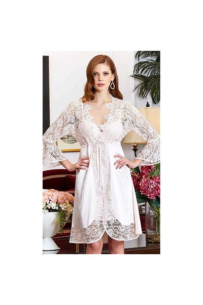 Jeremi 950 Dowry Silk Satin Lace Long Set of Six - Pearl
