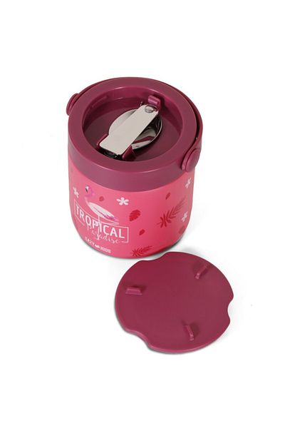 Eazy Kids Tropical Stainless Steel Insulated Food Jar - Pink (350ml)