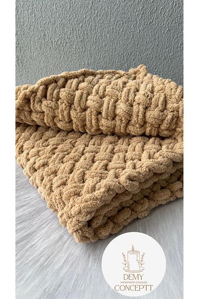 Alize Puffy Single Blanket Hand-Knitted - Tv Blanket
