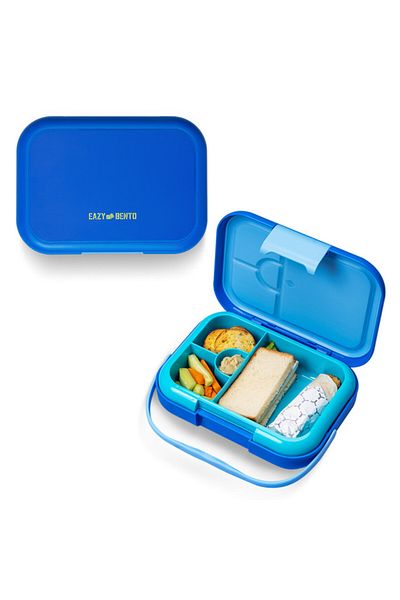 Eazy Kids 4 Compartment Bento Lunch Box - Mat Blue