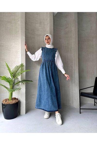 Pamuk Butik Women's Denim Gilet Salopet