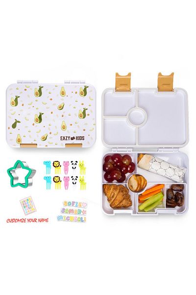 Eazy Kids 6 & 4 Convertible Bento Lunch Box wt Sandwich Cutter Set - Avocado