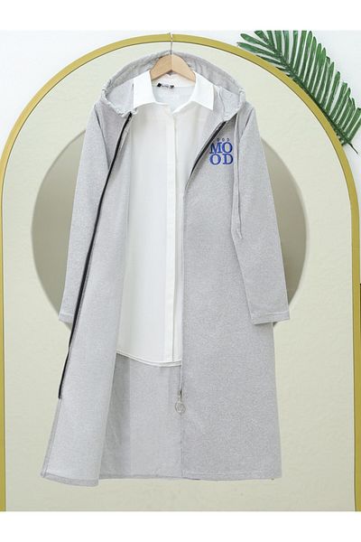 Modamorfo Gray Zippered Cap Hooded Cap