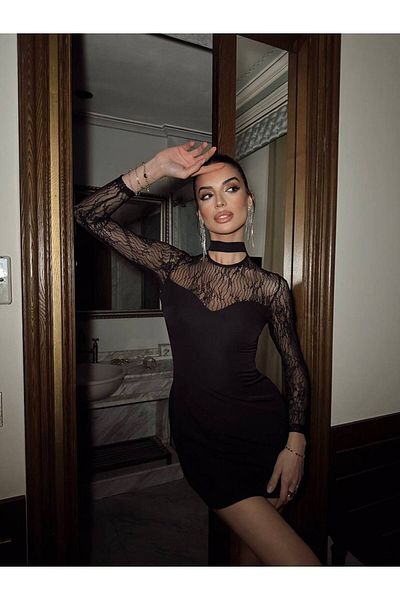LOCH BUTİK ROCHIE MINI DETALIE DANTELĂ, NEGRĂ, GÂT BICICLETA, FERMOARE