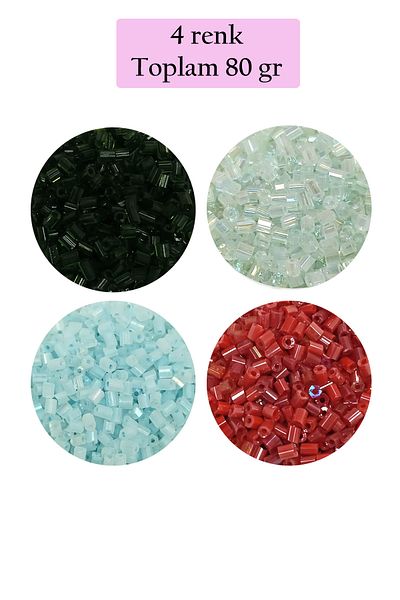 STUMBANNG Cut Glass Beads 2mm - 4 Colors - Total 80 Grams - Bnc439
