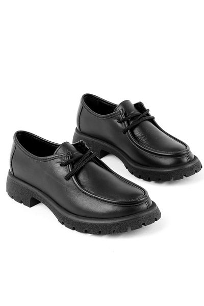 Lal Shoes & Bags Дамски мокасини от естествена кожа с шевове - черни