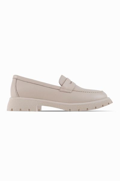 Lal Shoes & Bags Дамски мокасини Diver от естествена кожа с шевове - кремави
