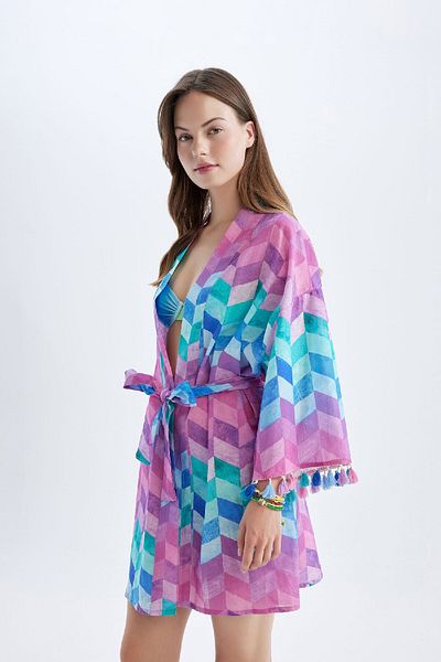 DeFacto Be in Love Regular Fit gemusterte Strandmode aus Baumwolle - Z9813AZ24SM