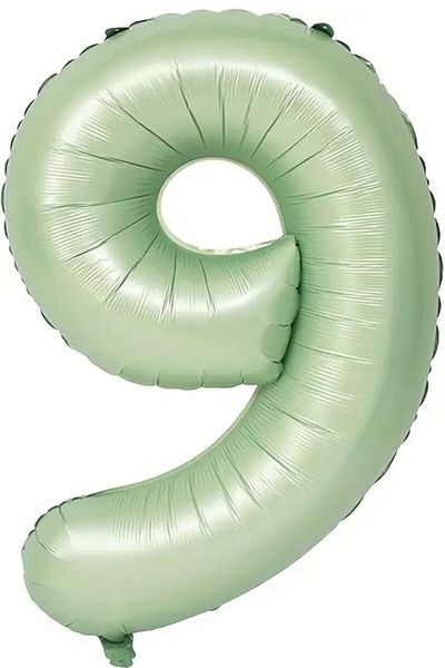 BeySüS Soft Green Retro 9 Number Foil Balloon 100 cm