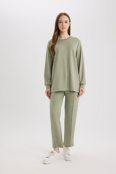 DeFacto Normale Passform Rundhalsausschnitt Basic Plain Sweatshirt Tunika D4598ax25sp