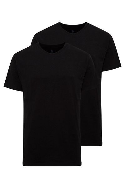 U.S. Polo Assn. - Men's Oversized Black 2-Piece Round Neck T-Shirt