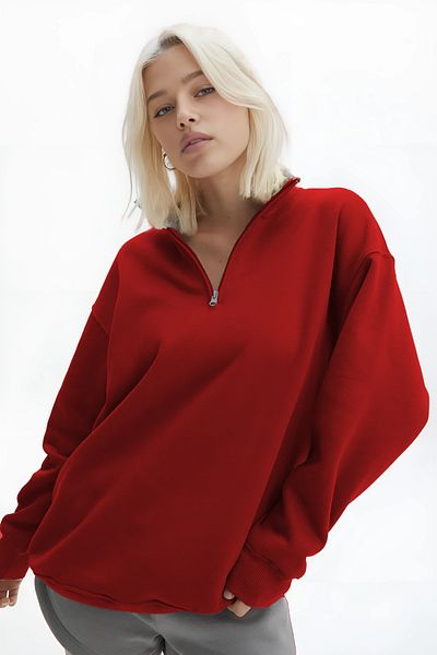 BayBayan Women's Long Sleeve Basic Stylish Design Half Zipper Sweater