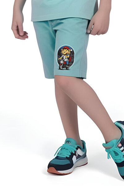 FYK COLLECTİON Mountain Explore Printed Boy's Short Sleeve Bottom-Top Suit