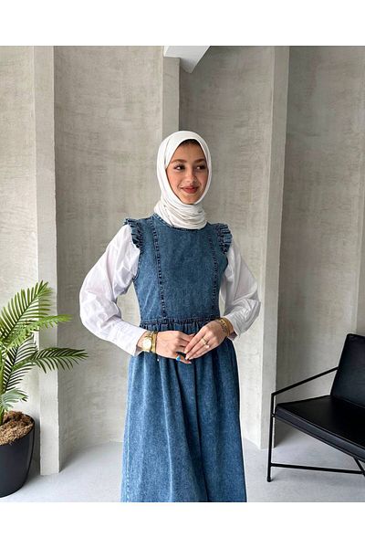 Pamuk Butik Women's Denim Gilet Salopet