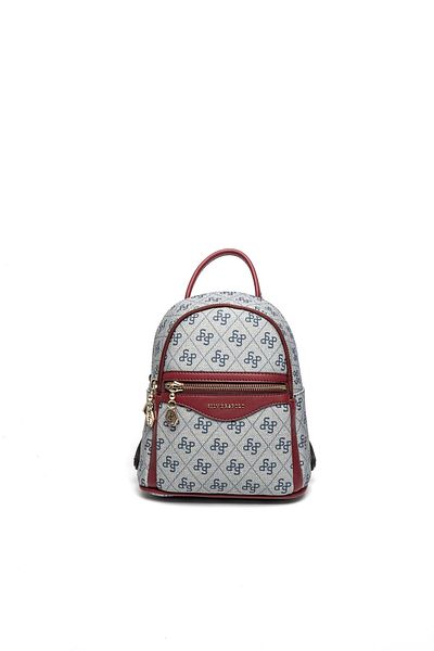 Silver Polo Γυναικείο σακίδιο πλάτης Silver & Polo Grey - Claret Red SP983