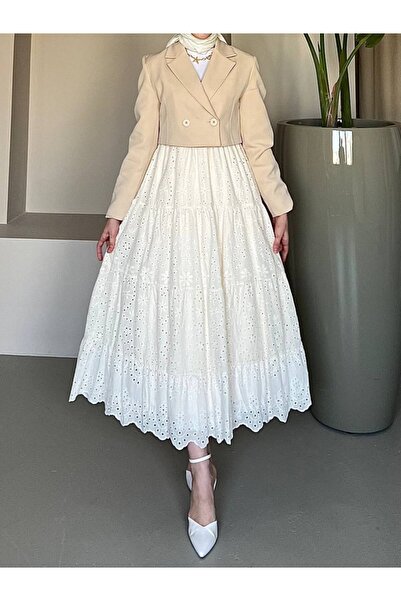 HİJABAYA Fisto İşlemeli Katlamalı Etek