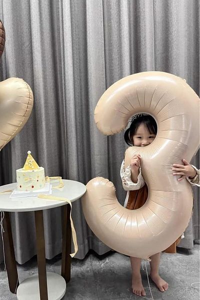 BeySüS Powder Color Matte 3 Numbers Foil Balloon 100 cm