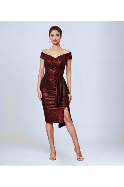 OTHERONE Açık Omuz Pileli Kısa Abiye Elbise