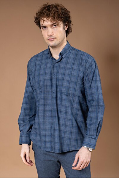 Mutlu City Чоловіча сорочка з довгими рукавами, класичний крій, картата, натуральна органічна бавовна, 8140