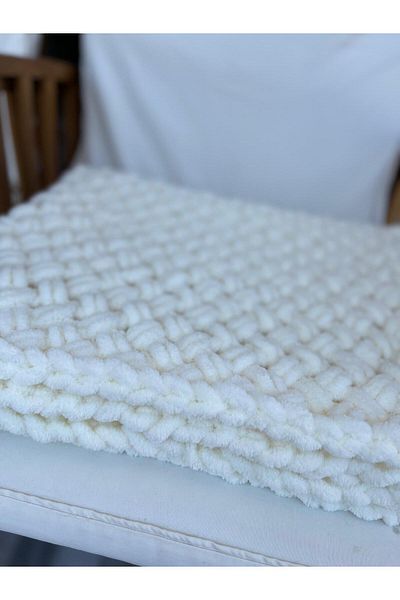 Alize Puffy Single Blanket Hand-Knitted - Tv Blanket