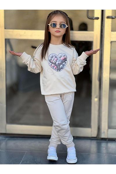 e-çocuk Love Printed Basic Pocket Suit 7065